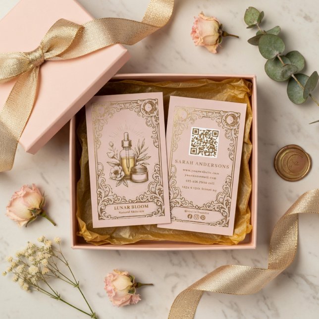 Tarjeta De Visita Cuidado Botánico de Lujo Rosa Rubor Oro (Subido por el creador)