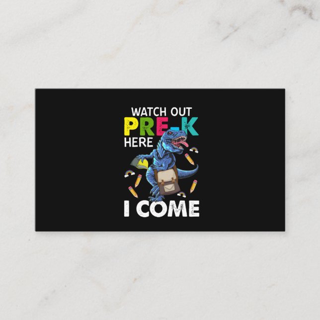 Tarjeta De Visita Cuidado con el pre-k aquí (Anverso)