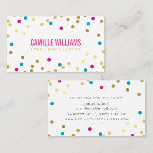 Tarjeta De Visita CUIDADO CONFETTI SPOT Oro mínimo azul rosado