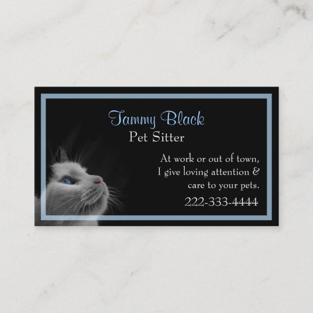 Tarjeta De Visita Cuidado de animales de compañía elegante del gato (Anverso)