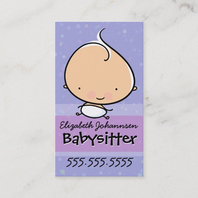 Tarjeta De Visita Cuidado de Babysitting.Babysitter.Infant. (Anverso)