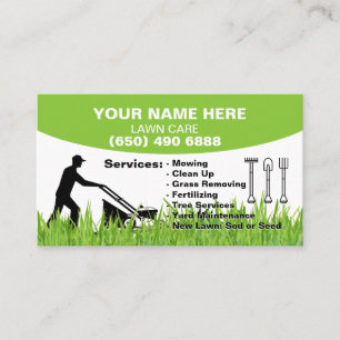 Tarjeta De Visita Cuidado de Césped Jardinería Corta de Césped Servi