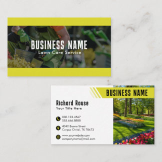 Tarjeta De Visita Cuidado de Césped Moderno Amarillo Jardinería
