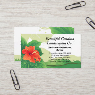 Tarjeta De Visita Cuidado de césped paisaje tropical Hibisco Paisaji