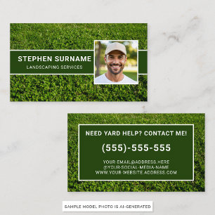 Tarjeta De Visita Cuidado de césped personalizado con fotos Cortar e