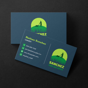 Tarjeta De Visita Cuidado de césped verde azul profesional jardinerí
