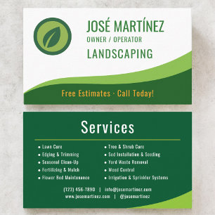 Tarjeta De Visita Cuidado de césped verde profesional