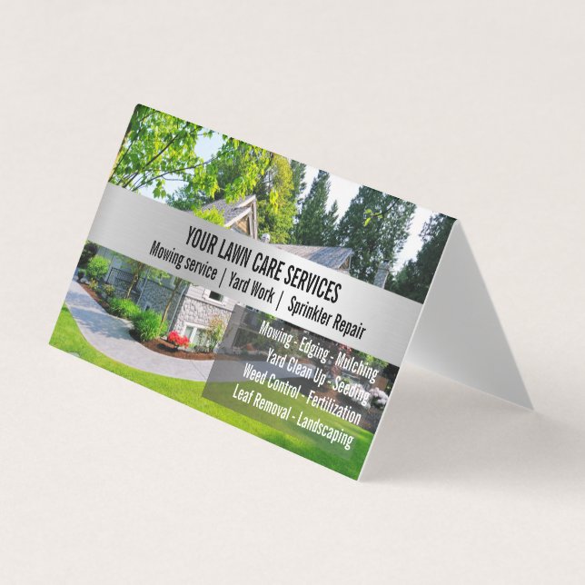 Tarjeta De Visita Cuidado de jardín de corte de césped verde (Anverso)