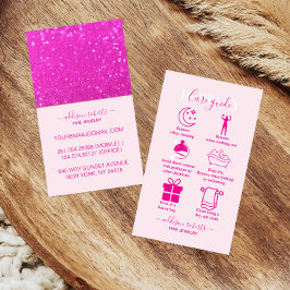 Tarjeta De Visita Cuidado de joyas chic con brillo rosa caliente vib