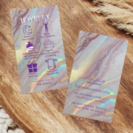 Tarjeta De Visita Cuidado de Joyas de Diseño Glam Holográficas de Lu