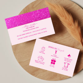 Tarjeta De Visita Cuidado de joyas glamurosas rosa caliente elegante