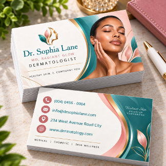 Tarjeta De Visita Cuidado de la piel elegante del dermatólogo en azu