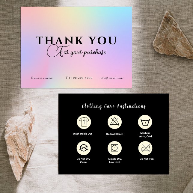 Tarjeta De Visita Cuidado de la ropa Holográfico Rosa Irlandés (Clothing Care Pink Holographic Iridescent Business Card)