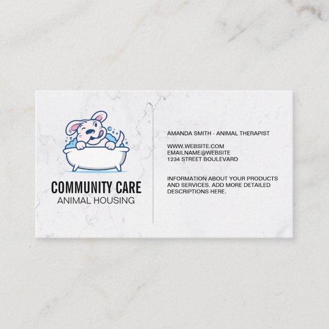 Tarjeta De Visita Cuidado de los animales | Lavado de perro (Anverso)