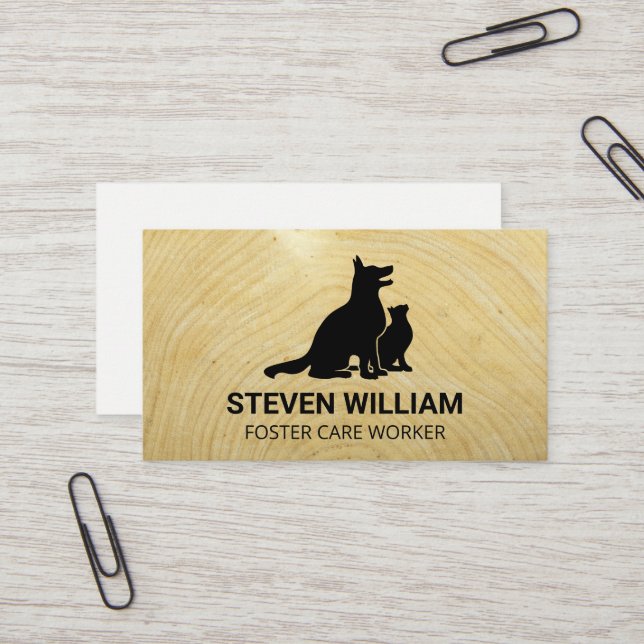 Tarjeta De Visita Cuidado de los animales | Refugio | Gato de perro  (Anverso/Reverso In Situ)