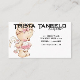 Tarjeta De Visita Cuidado de los niños con bebe de conejo de oso