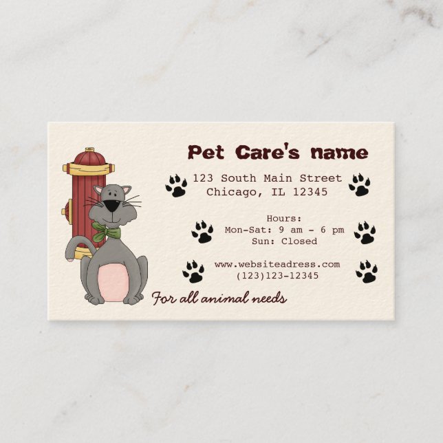 Tarjeta De Visita Cuidado de mascotas (Anverso)
