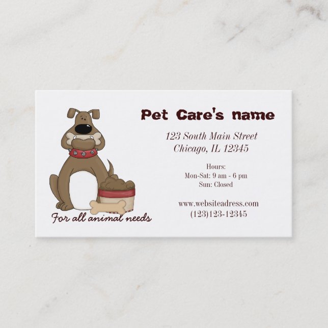 Tarjeta De Visita Cuidado de mascotas (Anverso)
