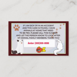 Tarjeta De Visita Cuidado de mascotas