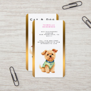 Tarjeta De Visita Cuidado de Mascotas Colección Elegante Dorada Pers