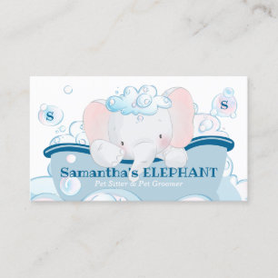 Tarjeta De Visita Cuidado de Mascotas Elefante Bañera Spa para Bebés