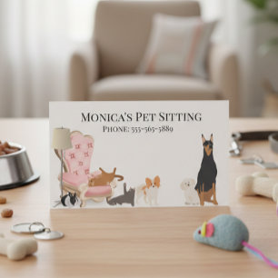 Tarjeta De Visita Cuidado de Mascotas Entrenamiento de Perros y Gato