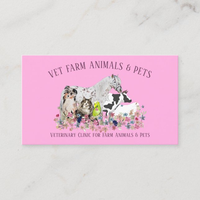 Tarjeta De Visita Cuidado de Mascotas Mixtas (Anverso)