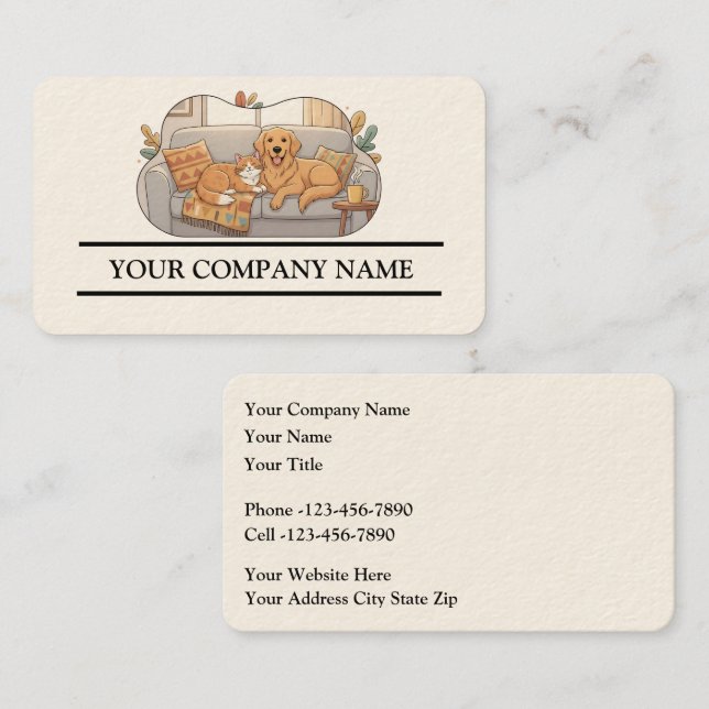 Tarjeta De Visita Cuidado de Mascotas Moderno (Anverso / Reverso)
