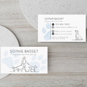 Tarjeta De Visita Cuidado de Mascotas para Pasear Perros Modernos Hu