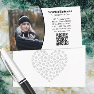 Tarjeta De Visita Cuidado de mascotas Personalizado blanco negro Cód