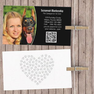 Tarjeta De Visita Cuidado de mascotas Personalizado blanco negro Cód
