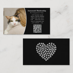 Tarjeta De Visita Cuidado de mascotas Personalizado blanco negro Cód
