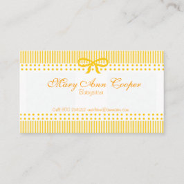 Tarjeta De Visita Cuidado de niños de la nin@era del amarillo de la