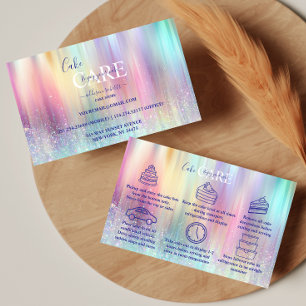 Tarjeta De Visita Cuidado de Pastel con Estética de Arcoíris Suave 