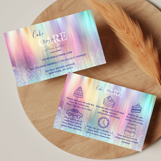 Tarjeta De Visita Cuidado de Pastel con Estética de Arcoíris Suave  (Subido por el creador)