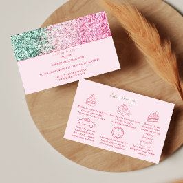 Tarjeta De Visita Cuidado de Pastel con Estilo Femenino Rosa Elegant
