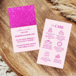 Tarjeta De Visita Cuidado de Pastel Elegante Rosa Caliente Brillante