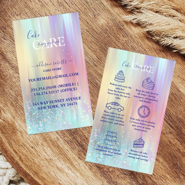 Tarjeta De Visita Cuidado de Pastel Luxe Gradient Cake  (Subido por el creador)