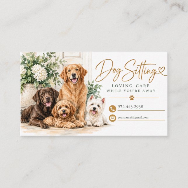 Tarjeta De Visita Cuidado de Perros  (Anverso)