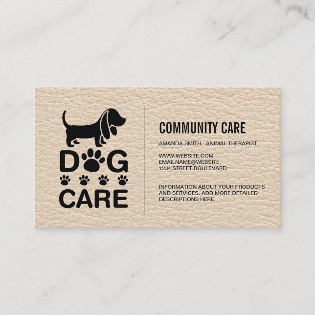 Tarjeta De Visita Cuidado de perros | Empresa de servicios de formac (Anverso)