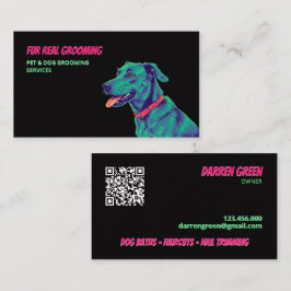 Tarjeta De Visita Cuidado de Perros Groomer QR