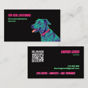 Tarjeta De Visita Cuidado de Perros Groomer QR