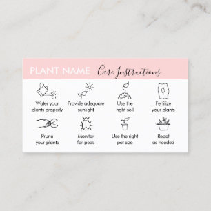 Tarjeta De Visita Cuidado de Plantas de Jardín de Flores Rosadas