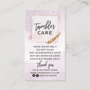 Tarjeta De Visita Cuidado de Tumbler morado y dorado