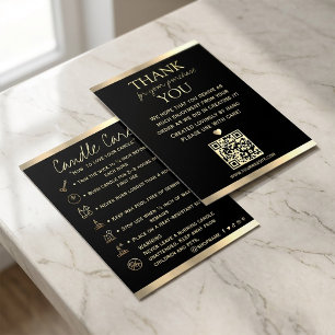Tarjeta De Visita Cuidado de Velas Black Gold   Iconos Personalizado