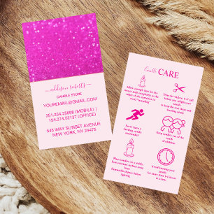 Tarjeta De Visita Cuidado de velas de estilo moderno con brillo rosa