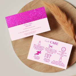Tarjeta De Visita Cuidado de velas de lujo con brillo rosa caliente 