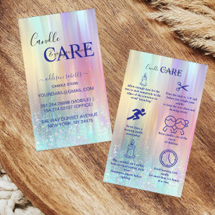 Tarjeta De Visita Cuidado de velas de lujo pastel iridiscente