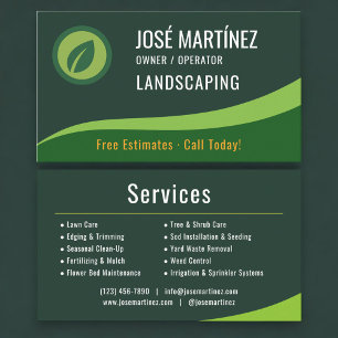 Tarjeta De Visita Cuidado del césped jardinería siega