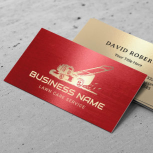 Tarjeta De Visita Cuidado del césped y Landscaping Gold Mower Logo R